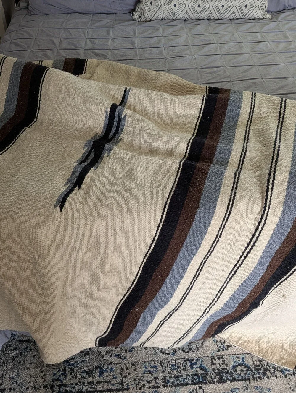 Vtg. Handmade Native American SOUTHWEST WOVEN WOOL BLANKET Throw 81